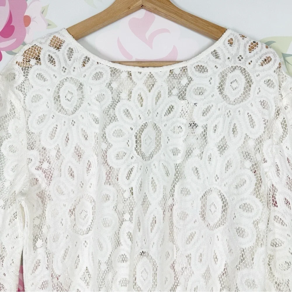 NEW Free People Intimately Better With Time Floral Lace Ivory Bodysuit Top S